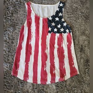SHEIN Red and Blue American Flag Tank Top